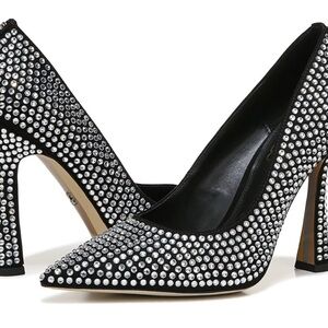 Sam Edelman Shoes Size 8 Heel Pumps Black Rhinestone Studded Heels